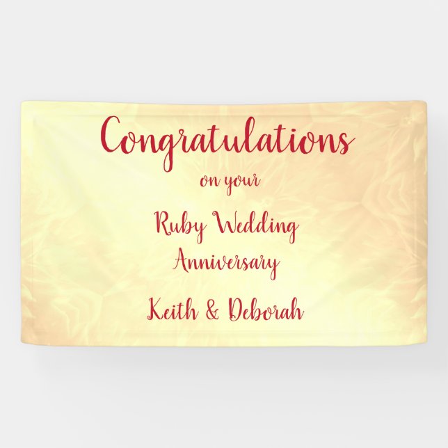 Personalisierter Ruby-Hochzeitstag Banner (Horizontal)
