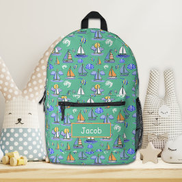 Personalisierter Rucksack für grüne Segelboote