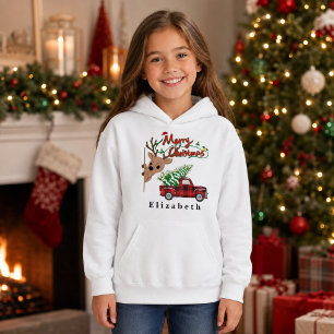Personalisierter Rudolph Frohe Weihnachten Kinder Hoodie