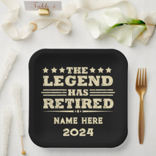 Personalisierter Ruhestand Die Legende ist in Rent Pappteller