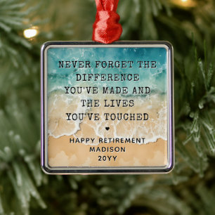 Personalisierter Ruhestand Moderne Blaue Ozeanbuch Ornament Aus Metall