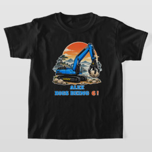 Personalisierter Ruhiger Blauer Bagger T-Shirt
