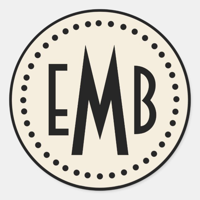 Personalisierter Rundaufkleber für Monogramm (Ei/S Runder Aufkleber (Vorderseite)