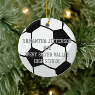 Personalisierter runder Fußball-Ball trägt Keramik Ornament