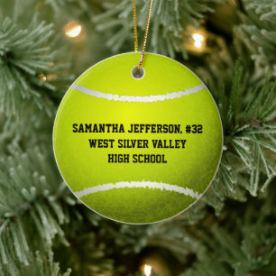Personalisierter runder Tennis-Ball trägt Keramik Ornament