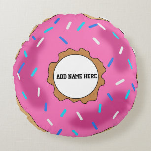 PERSONALISIERTER RUNDPINK-DONOTTENPILLOW RUNDES KISSEN