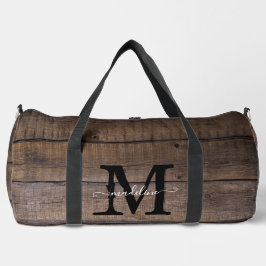 Personalisierter Rustikal-Brown-Monogram-Skriptnam Duffle Bag