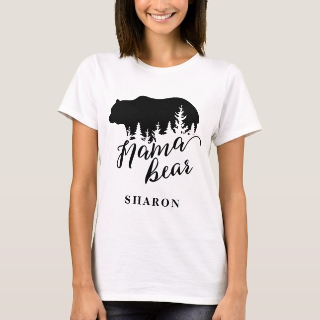 Personalisierter Rustikaler Mama-Bär T-Shirt (Vorderseite)