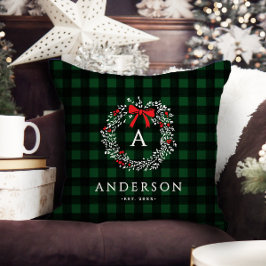 Personalisierter Rustikaler Urlaubswreath Buffalo Kissen