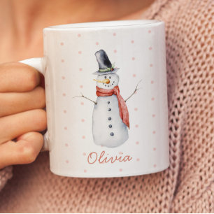 Personalisierter Rustikaler Wasserfarbenschneemann Tasse