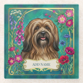 Personalisierter Sable Lhasa Apso Blumenglasunters Glasuntersetzer