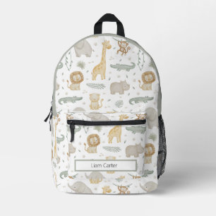 Personalisierter Safari-Tiere-Schulrucksack Bedruckter Rucksack