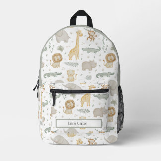 Personalisierter Safari-Tiere-Schulrucksack Bedruckter Rucksack