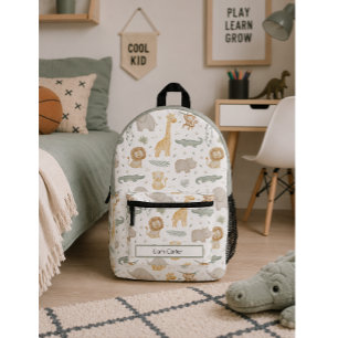 Personalisierter Safari-Tiere-Schulrucksack Bedruckter Rucksack