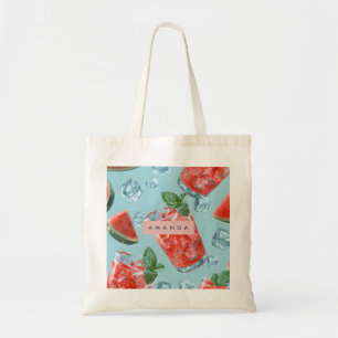 Personalisierter Saftiger Wassermelonen-Minz-Glanz Tragetasche