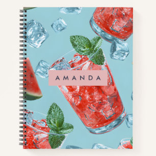 Personalisierter Saftiger Wassermelonen-Minze-Glan Notizbuch