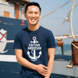 Personalisierter Sailorman Name Navy Anchor Weißer Tri-Blend Shirt