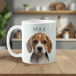 Personalisierter Salbei-Hund-Foto- & Namensbecher Kaffeetasse