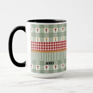 Personalisierter Salbeigrüner Blumenname-Becher Tasse