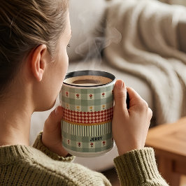 Personalisierter Salbeigrüner Blumenname-Becher Tasse