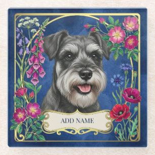 Personalisierter Salz- und Pfeffer-Schnauzer Blue  Glasuntersetzer