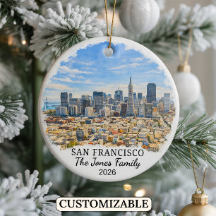 Personalisierter San Francisco-Schmuck, Kalifornie Keramik Ornament