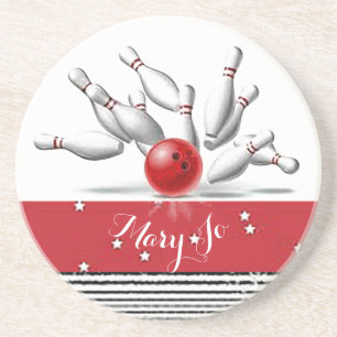 Personalisierter Sandstein-Unterleger für Bowlings Getränkeuntersetzer