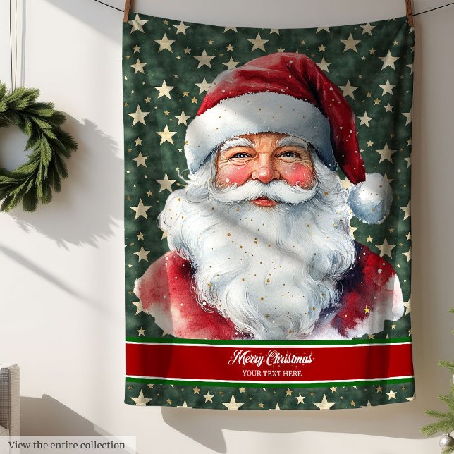 Personalisierter Santa Blanket mit Monogramm-Text Fleecedecke (Personalized Santa Blanket with Monogram Text)