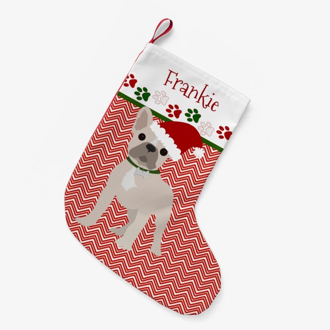 Personalisierter Santa French Bulldog Kleiner Weihnachtsstrumpf (Vorderansicht (hängend))