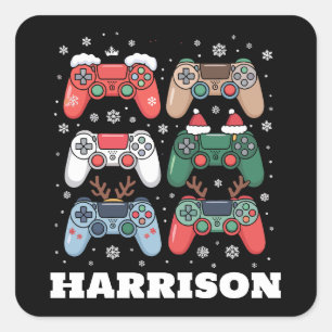 Personalisierter Santa-Gaming-Controller Gamer Wei Quadratischer Aufkleber