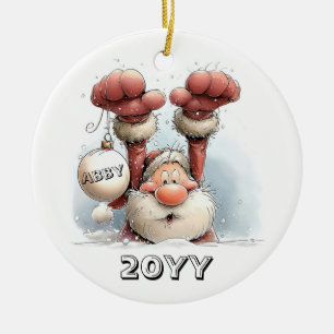 Personalisierter Santa im Schnee Keramik-Ornament Keramik Ornament