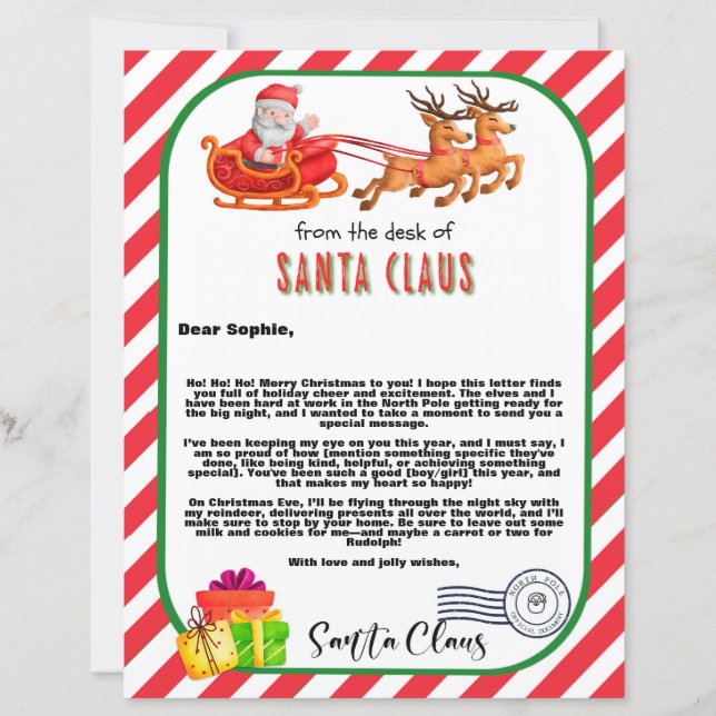 Personalisierter Santa Letter-Brief an Kinder (Vorderseite)