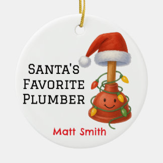 Personalisierter Santa-Lieblings-Klempner Keramik Ornament
