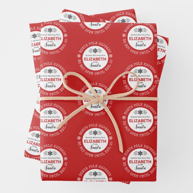 Personalisierter Santa North Pole Express Geschenkpapier Set (Beispiel)