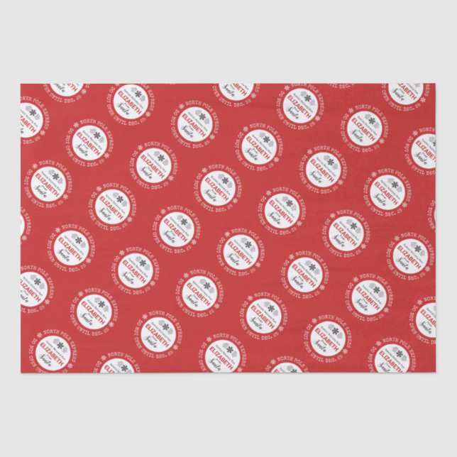 Personalisierter Santa North Pole Express Seidenpapier (Vorderseite)
