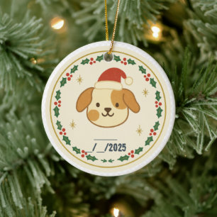 Personalisierter Santa-Pfoten-Haustier-Schmuck B Keramik Ornament