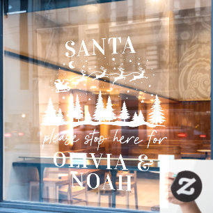 Personalisierter Santa-Stopp Hier Benutzerdefinier Fensteraufkleber
