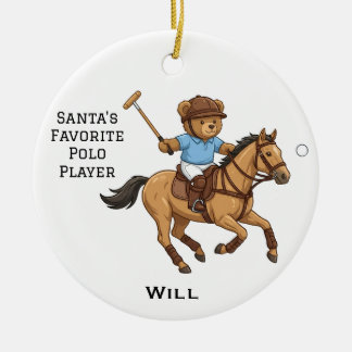 Personalisierter Santas Lieblingspolo-Teddybär Keramik Ornament