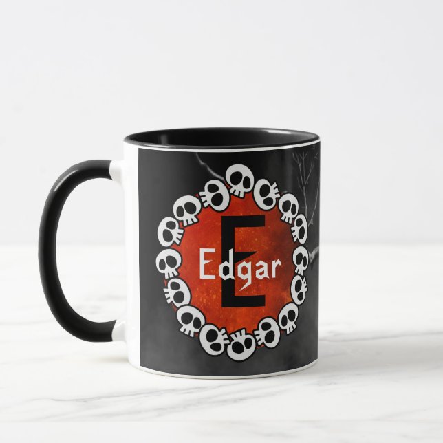 Personalisierter Schädel, Raven, Dunkler Dreary Or Tasse (Links)