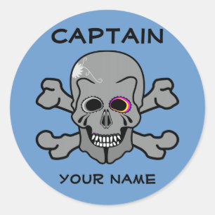 Personalisierter Schädel und Knochen Runder Aufkleber