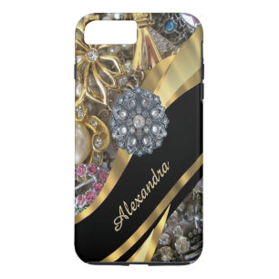 Personalisierter schicker eleganter Gold-Rhineston iPhone 8 Plus/7 Plus Hülle