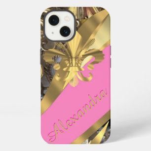 Personalisierter schicker eleganter Gold- und Rosa iPhone Hülle