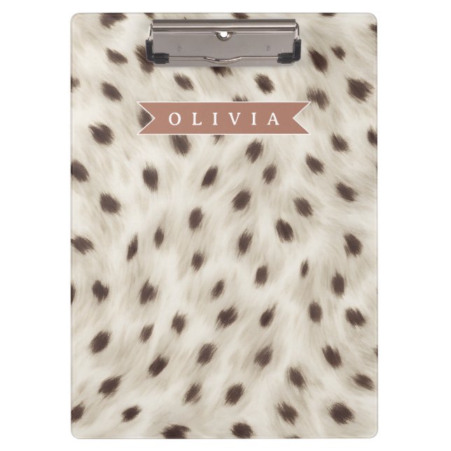 Personalisierter Schicker Neutraler Leopard Tierdr Klemmbrett (Vorderseite)