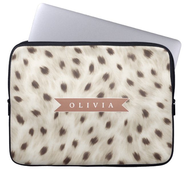 Personalisierter Schicker Neutraler Leopard Tierdr Laptopschutzhülle (Vorderseite)