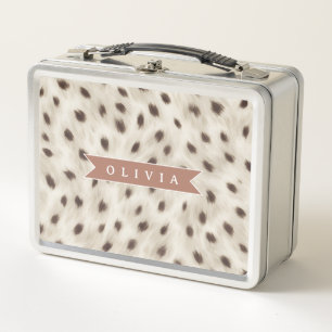 Personalisierter Schicker Neutraler Leopard Tierdr Metall Brotdose