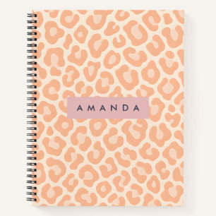 Personalisierter Schicker Pfirsich Leoparden Druck Notizbuch