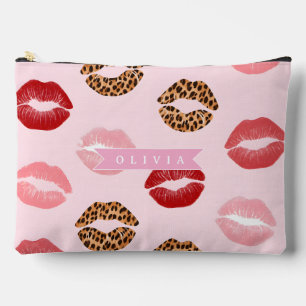 Personalisierter Schicker Rosa Leoparden Druck Lip Zubehörtasche