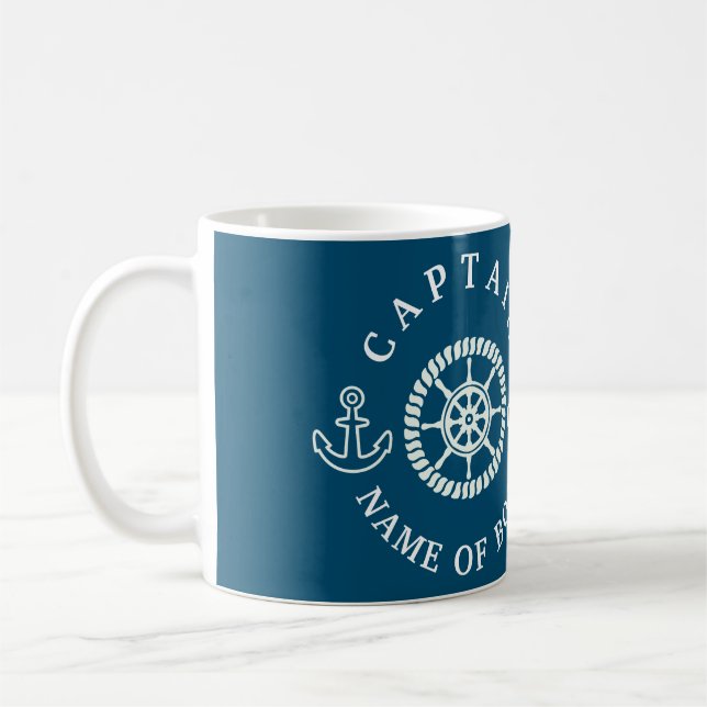 Personalisierter Schiffskapitän/Schiffsname Kaffeetasse (Links)