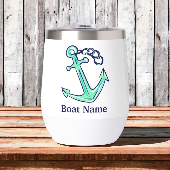 Personalisierter Schiffsname Navy Green Anchor Nau (Von Creator hochgeladen)