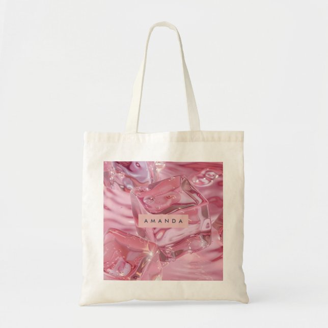 Personalisierter Schimmer Glossy Pink Ice Tragetasche (Vorne)